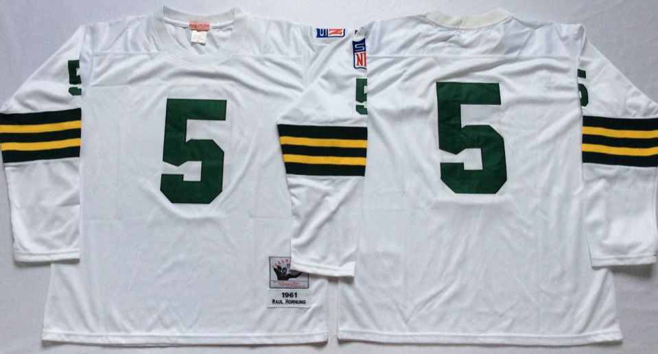 Men NFL Green Bay Packers 5 Hornung white style 2 Mitchell Ness jerseys